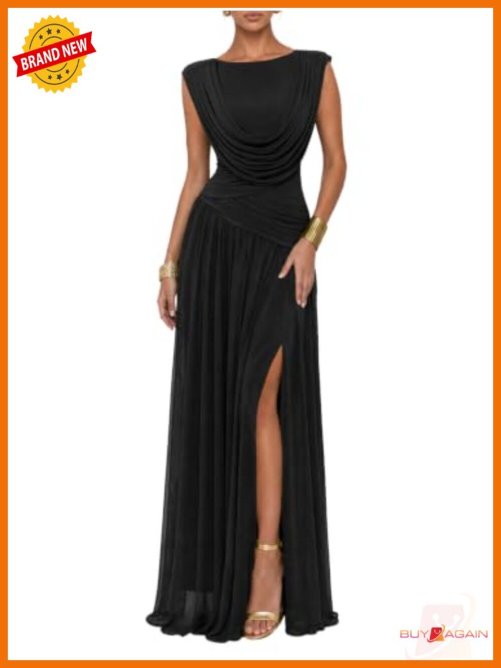 Formal Ruched Cowl Neck Maxi Dress Convertible Wedding Guest